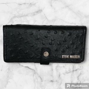 Steve Madden Wallet Faux Ostrich Leather Black EUC